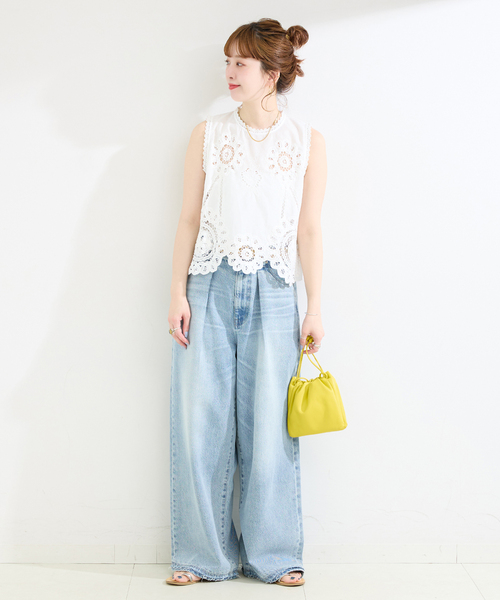 Fanaka(ファナカ)の「【WEB限定】手洗い可 / FANAKA / ファナカ バテンレースノースリブラウス(シャツ/ブラウス・レディース・ブラック/ホワイト・FREE)」の11枚目の写真