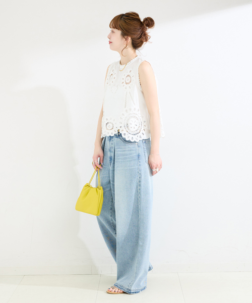 Fanaka(ファナカ)の「【WEB限定】手洗い可 / FANAKA / ファナカ バテンレースノースリブラウス(シャツ/ブラウス・レディース・ブラック/ホワイト・FREE)」の12枚目の写真