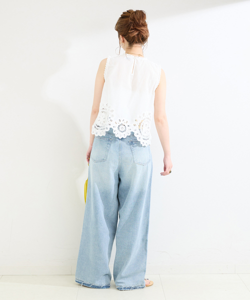 Fanaka(ファナカ)の「【WEB限定】手洗い可 / FANAKA / ファナカ バテンレースノースリブラウス(シャツ/ブラウス・レディース・ブラック/ホワイト・FREE)」の13枚目の写真