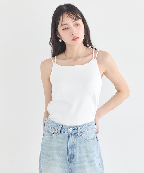 earth music&ecology(アースミュージックアンドエコロジー)の「【UVカット/接触冷感/遮熱】適ON カップ付きキャミソール(キャミソール・レディース・ブラック/レッド/杢グレー/オフホワイト/ベージュ/その他6・S/M)」の9枚目の写真
