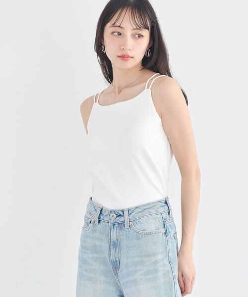 earth music&ecology(アースミュージックアンドエコロジー)の「【UVカット/接触冷感/遮熱】適ON カップ付きキャミソール(キャミソール・レディース・ブラック/レッド/杢グレー/オフホワイト/ベージュ/その他6・S/M)」の10枚目の写真