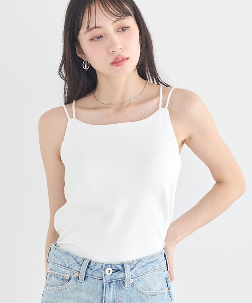 earth music&ecology(アースミュージックアンドエコロジー)の「【UVカット/接触冷感/遮熱】適ON カップ付きキャミソール(キャミソール・レディース・ブラック/レッド/杢グレー/オフホワイト/ベージュ/その他6・S/M)」の1枚目の写真