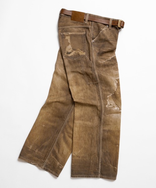 soerte(ソエルテ)の「Trompe-l’oeil Distressed Denim Pants/トロンプルイユディストレストデニムパンツ(デニムパンツ・メンズ・ブルー/ブラウン・3/2/1)」の4枚目の写真
