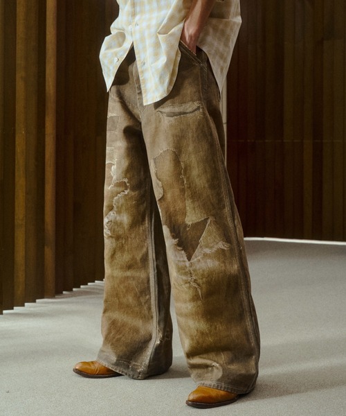 soerte(ソエルテ)の「Trompe-l’oeil Distressed Denim Pants/トロンプルイユディストレストデニムパンツ(デニムパンツ・メンズ・ブルー/ブラウン・3/2/1)」の15枚目の写真