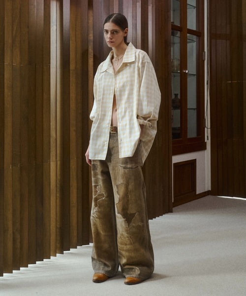 soerte(ソエルテ)の「Trompe-l’oeil Distressed Denim Pants/トロンプルイユディストレストデニムパンツ(デニムパンツ・メンズ・ブルー/ブラウン・3/2/1)」の14枚目の写真
