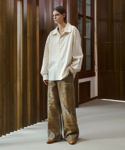 soerte(ソエルテ)の「Trompe-l’oeil Distressed Denim Pants/トロンプルイユディストレストデニムパンツ(デニムパンツ・メンズ・ブルー/ブラウン・3/2/1)」の8枚目の写真