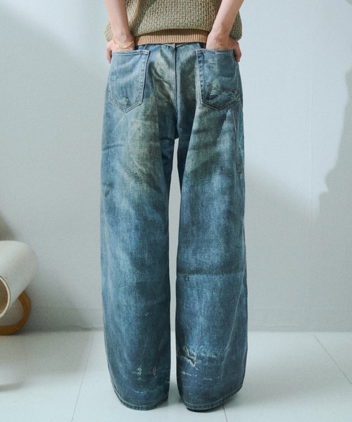 soerte(ソエルテ)の「Trompe-l’oeil Distressed Denim Pants/トロンプルイユディストレストデニムパンツ(デニムパンツ・メンズ・ブルー/ブラウン・3/2/1)」の6枚目の写真