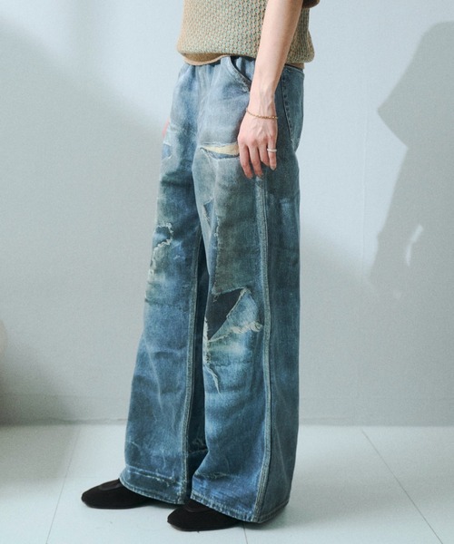 soerte(ソエルテ)の「Trompe-l’oeil Distressed Denim Pants/トロンプルイユディストレストデニムパンツ(デニムパンツ・メンズ・ブルー/ブラウン・3/2/1)」の21枚目の写真