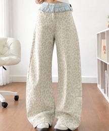 26ss レオパード柄ワイドデニムパンツ