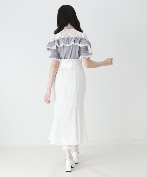 DearMyLove(ディアマイラブ)の「上品レースフリルボウタイリボンブラウス(シャツ/ブラウス・レディース・ホワイト/ブラック/ブルーグレー・MEDIUM/3L/LARGE)」の12枚目の写真
