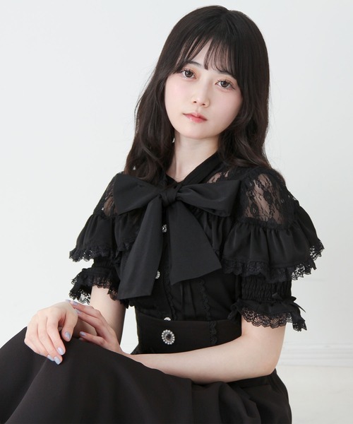 DearMyLove(ディアマイラブ)の「上品レースフリルボウタイリボンブラウス(シャツ/ブラウス・レディース・ホワイト/ブラック/ブルーグレー・MEDIUM/3L/LARGE)」の16枚目の写真