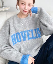 配色ジャガードロゴニットプルオーバー〈手洗い可能〉