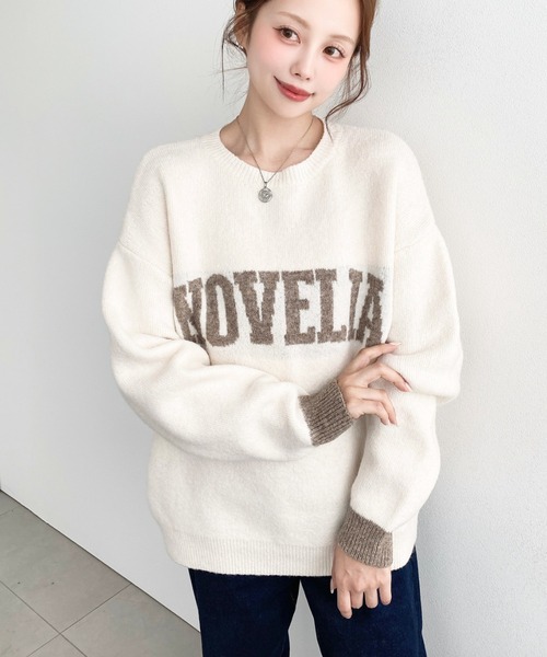 moment+(モーメントプラス)の「配色ジャガードロゴニットプルオーバー〈手洗い可能〉(ニット/セーター・レディース・ブラウン/ネイビー/アイボリー/グレー・M/L)」の12枚目の写真