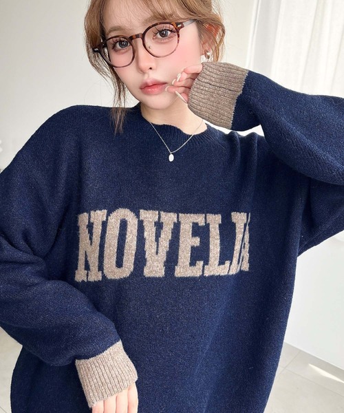 moment+(モーメントプラス)の「配色ジャガードロゴニットプルオーバー〈手洗い可能〉(ニット/セーター・レディース・ブラウン/ネイビー/アイボリー/グレー・M/L)」の7枚目の写真