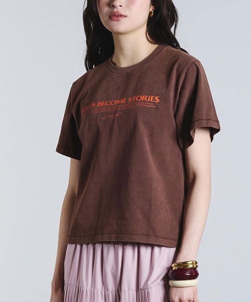 ROSE BUD(ローズバッド)の「ASSORTED LOGO TEE(Tシャツ/カットソー・レディース・ブラウン/ライトブルー/オフホワイト/イエロー・ONE SIZE)」の2枚目の写真