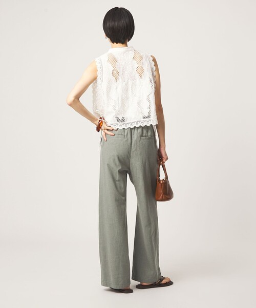 green label relaxing（グリーンレーベルリラクシング）の「［size SHORT/TALLあり］BREEZE LINEN ブリーズリネン ワイド パンツ（その他パンツ・レディース・ダークブラウン/ブラック/オリーブ・38/36/TALL/34/40/SHORT/42/44）」の7枚目の写真