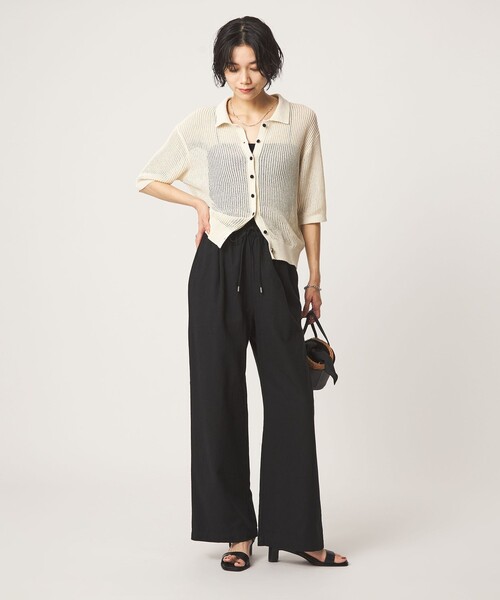 green label relaxing（グリーンレーベルリラクシング）の「［size SHORT/TALLあり］BREEZE LINEN ブリーズリネン ワイド パンツ（その他パンツ・レディース・ダークブラウン/ブラック/オリーブ・38/36/TALL/34/40/SHORT/42/44）」の12枚目の写真