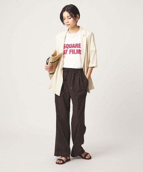 green label relaxing（グリーンレーベルリラクシング）の「［size SHORT/TALLあり］BREEZE LINEN ブリーズリネン ワイド パンツ（その他パンツ・レディース・ダークブラウン/ブラック/オリーブ・38/36/TALL/34/40/SHORT/42/44）」の14枚目の写真
