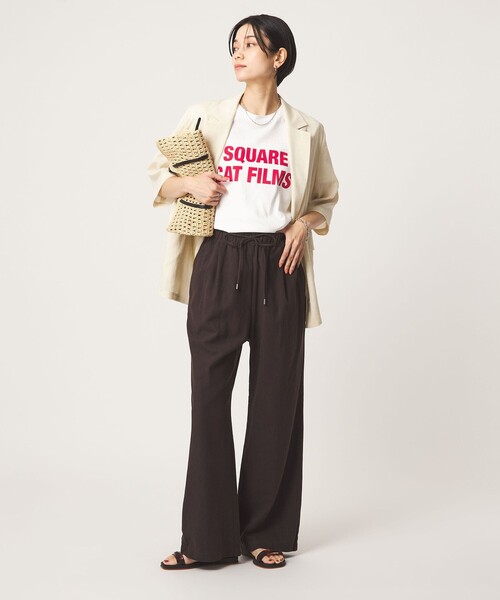 green label relaxing（グリーンレーベルリラクシング）の「［size SHORT/TALLあり］BREEZE LINEN ブリーズリネン ワイド パンツ（その他パンツ・レディース・ダークブラウン/ブラック/オリーブ・38/36/TALL/34/40/SHORT/42/44）」の15枚目の写真