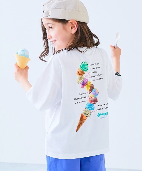 devirock(デビロック)の「デビロック×【アイス】 ひやシャリ 接触冷感 アイスプリント 半袖Tシャツ(Tシャツ/カットソー・キッズ・ライラック系1/ホワイト系2/ホワイト系1/ブラック系1/ピンク系1/ブルー系1/ブルー系2/ホワイト系3/グリーン系1/グリーン系2・110cm/100cm/140cm/130cm/120cm/160cm/150cm)」の2枚目の写真