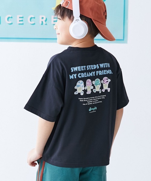 devirock(デビロック)の「デビロック×【アイス】 ひやシャリ 接触冷感 アイスプリント 半袖Tシャツ(Tシャツ/カットソー・キッズ・ライラック系1/ホワイト系2/ホワイト系1/ブラック系1/ピンク系1/ブルー系1/ブルー系2/ホワイト系3/グリーン系1/グリーン系2・110cm/100cm/140cm/130cm/120cm/160cm/150cm)」の4枚目の写真
