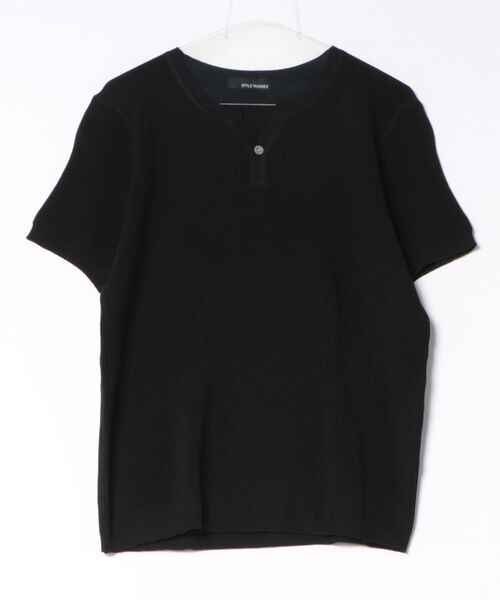 STYLE NUMBER(スタイルナンバー)の「【 STYLE NUMBER / スタイルナンバー 】 ワッフル編み ヘンリーネック 半袖 Tシャツ(Tシャツ/カットソー・メンズ・ホワイト/ブラック・LARGE/X-LARGE/XX-LARGE/MEDIUM)」の8枚目の写真