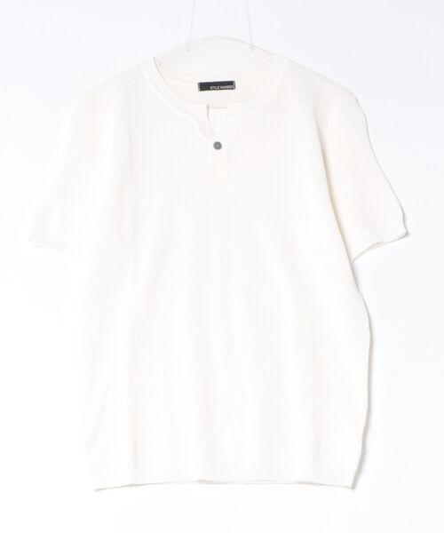 STYLE NUMBER(スタイルナンバー)の「【 STYLE NUMBER / スタイルナンバー 】 ワッフル編み ヘンリーネック 半袖 Tシャツ(Tシャツ/カットソー・メンズ・ホワイト/ブラック・LARGE/X-LARGE/XX-LARGE/MEDIUM)」の9枚目の写真