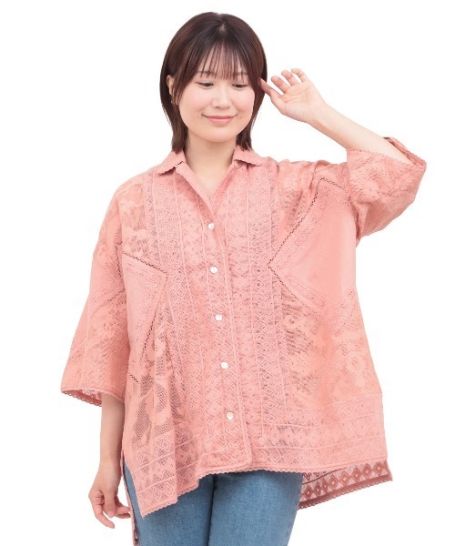 チチカカ(チチカカ)の「パッチワークレースシャツ(シャツ/ブラウス・レディース・ライトベージュ/ブラック/ピンク・FREE)」の11枚目の写真