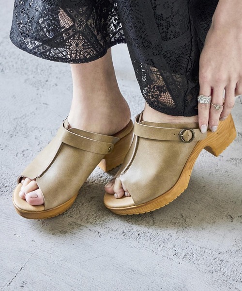 Fashion Letter(ファッションレター)の「日本製 2wayオープントゥウェッジサボサンダル 痛くないサンダル(サンダル・レディース・アイボリー/キャメル/ブラック/ベージュ系その他・LL/L/M/S)」の3枚目の写真