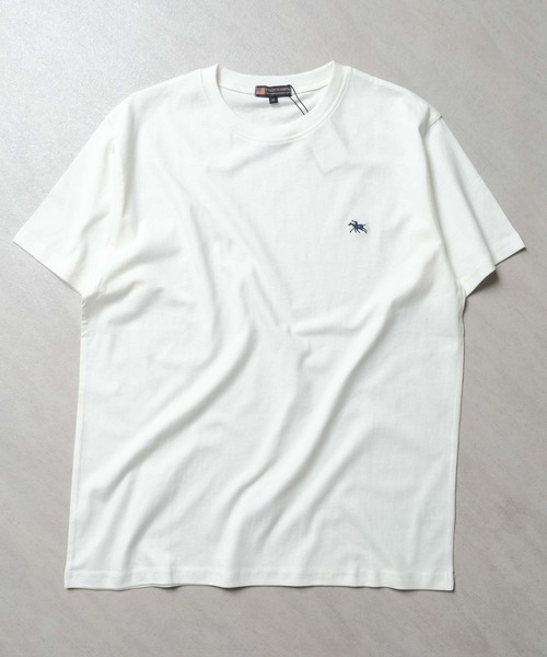 POLOCHAMPS(ポロチャンプス)の「POLOCHAMPS(ポロチャンプス) 胸刺繍 半袖Tシャツ(Tシャツ/カットソー・メンズ・オフホワイト/杢グレー/ダークグリーン/ブラック/ベージュ/オレンジ/ネイビー/チャコール・M/L/XL)」の1枚目の写真