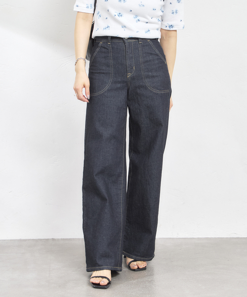 U by SPICK&SPAN（ユーバイスピックアンドスパン）の「《追加》SOMETHING LISA LACE UP WIDE 2（デニムパンツ・レディース・ネイビー・LARGE/MEDIUM/SMALL/X-SMALL）」の22枚目の写真