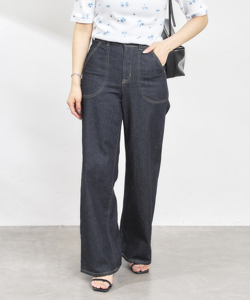 U by SPICK&SPAN（ユーバイスピックアンドスパン）の「《追加》SOMETHING LISA LACE UP WIDE 2（デニムパンツ・レディース・ネイビー・LARGE/MEDIUM/SMALL/X-SMALL）」の17枚目の写真