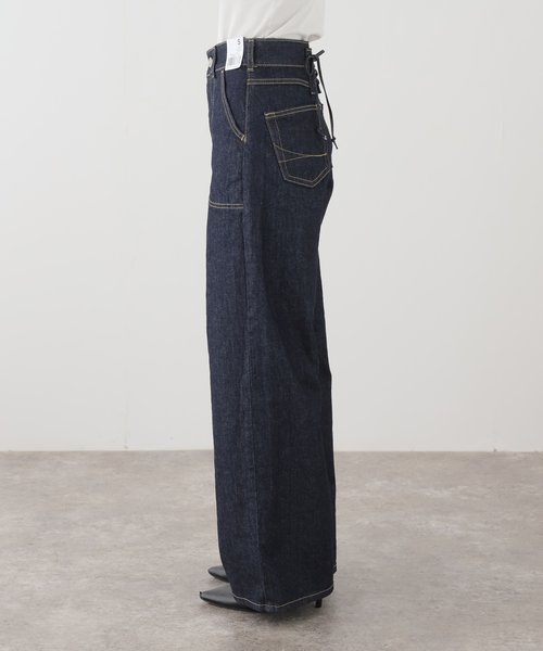 U by SPICK&SPAN（ユーバイスピックアンドスパン）の「《追加》SOMETHING LISA LACE UP WIDE 2（デニムパンツ・レディース・ネイビー・LARGE/MEDIUM/SMALL/X-SMALL）」の3枚目の写真