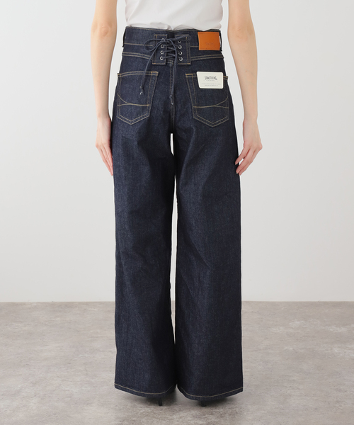 U by SPICK&SPAN（ユーバイスピックアンドスパン）の「《追加》SOMETHING LISA LACE UP WIDE 2（デニムパンツ・レディース・ネイビー・LARGE/MEDIUM/SMALL/X-SMALL）」の2枚目の写真