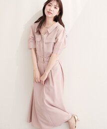 セール】〈canami〉配色ステッチラッフル袖ワンピース（ワンピース