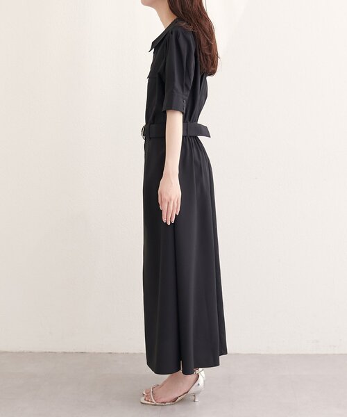 natural couture(ナチュラルクチュール)の「スキッパーミリタリーワンピース(ワンピース・レディース・ブラック/サックスブルー/ライトベージュ/ピンク/ミント・FREE)」の6枚目の写真