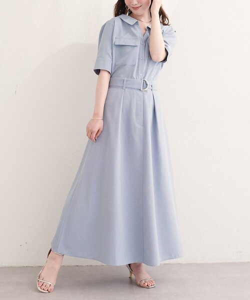 natural couture(ナチュラルクチュール)の「スキッパーミリタリーワンピース(ワンピース・レディース・ブラック/サックスブルー/ライトベージュ/ピンク/ミント・FREE)」の16枚目の写真