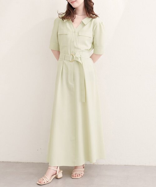 natural couture(ナチュラルクチュール)の「スキッパーミリタリーワンピース(ワンピース・レディース・ブラック/サックスブルー/ライトベージュ/ピンク/ミント・FREE)」の20枚目の写真