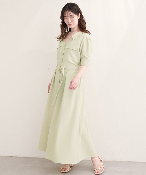 natural couture(ナチュラルクチュール)の「スキッパーミリタリーワンピース(ワンピース・レディース・ブラック/サックスブルー/ライトベージュ/ピンク/ミント・FREE)」の21枚目の写真