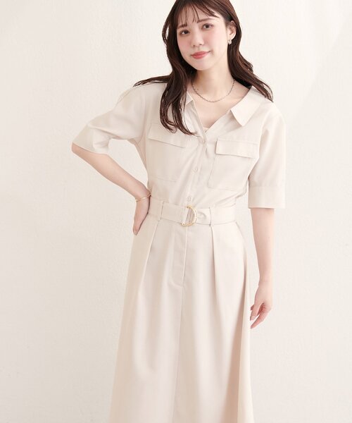 natural couture(ナチュラルクチュール)の「スキッパーミリタリーワンピース(ワンピース・レディース・ブラック/サックスブルー/ライトベージュ/ピンク/ミント・FREE)」の22枚目の写真