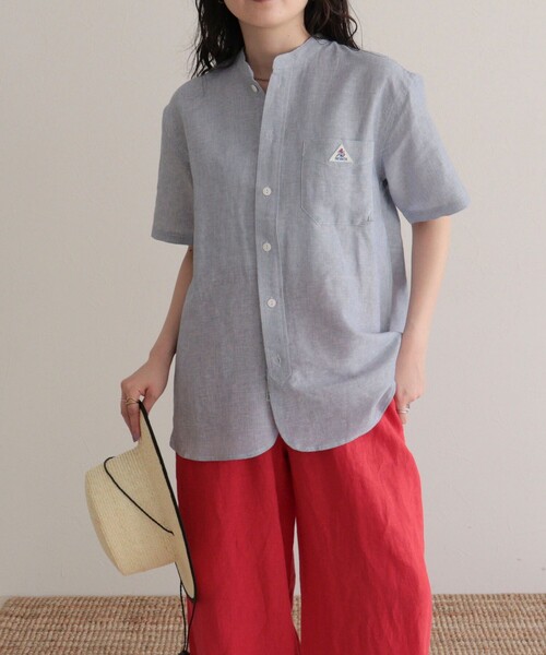 fredy emue(フレディエミュ)の「【GEVACO/ゲバコ】綿麻バンドカラーシャツ(シャツ/ブラウス・レディース・パープル系その他/ブルー系その他/グリーン系その他/オレンジ系その他・38)」の3枚目の写真