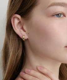 basic round one touch earrings (E065_gold small)