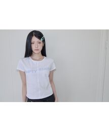 Center Split Graphic Tee / White