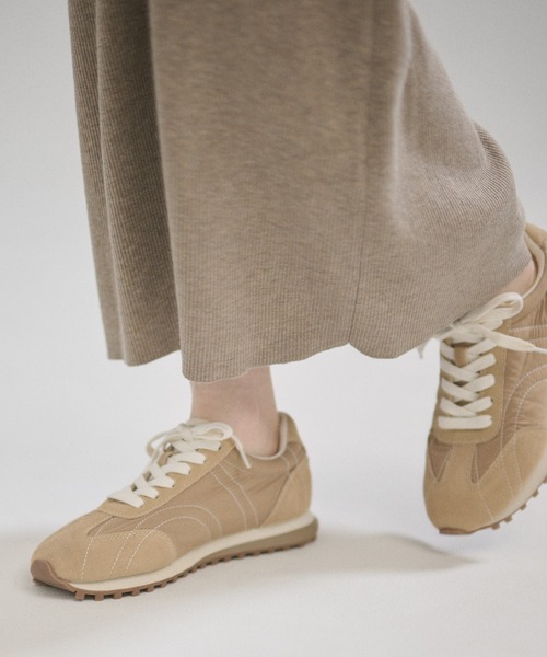 LAULEN(ローレン)の「mixed material stitch low sneakers /異素材ミックスステッチロースニーカー(スニーカー・レディース・ベージュ/ブラウン/ホワイト・23cm/24cm/25cm)」の1枚目の写真