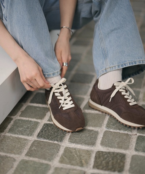 LAULEN(ローレン)の「mixed material stitch low sneakers /異素材ミックスステッチロースニーカー(スニーカー・レディース・ベージュ/ブラウン/ホワイト・23cm/24cm/25cm)」の3枚目の写真