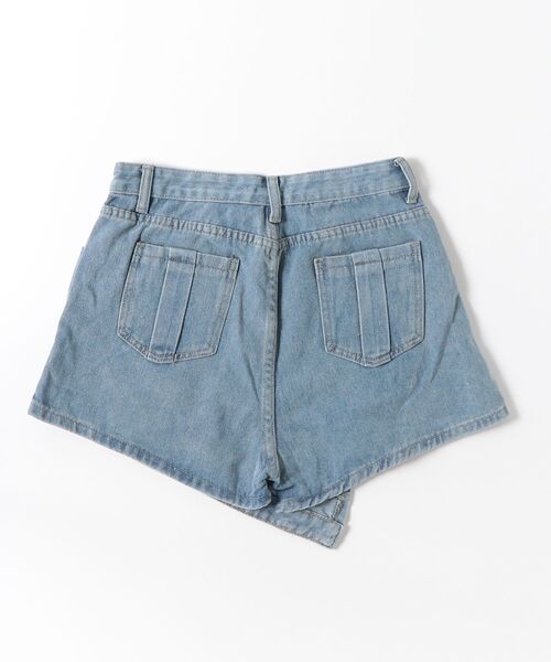 Dream garden（ドリームガーデン）の「ラップスカート風でデニムショートパンツ（デニムパンツ・レディース・ブルー・M/L/XL/2XL/3XL/S）」の2枚目の写真