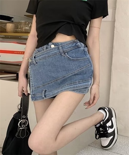 Dream garden（ドリームガーデン）の「ラップスカート風でデニムショートパンツ（デニムパンツ・レディース・ブルー・M/L/XL/2XL/3XL/S）」の13枚目の写真
