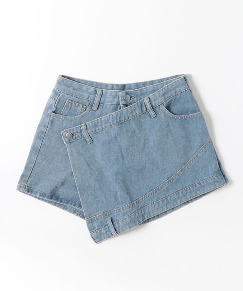 Dream garden（ドリームガーデン）の「ラップスカート風でデニムショートパンツ（デニムパンツ・レディース・ブルー・M/L/XL/2XL/3XL/S）」の16枚目の写真