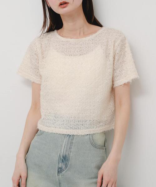 SENSE OF PLACE by URBAN RESEARCH（センスオブプレイスバイアーバンリサーチ）の「レースフェザーカットトップ（Tシャツ/カットソー・レディース・アイボリー/オレンジ/ブラック・ONE）」の3枚目の写真