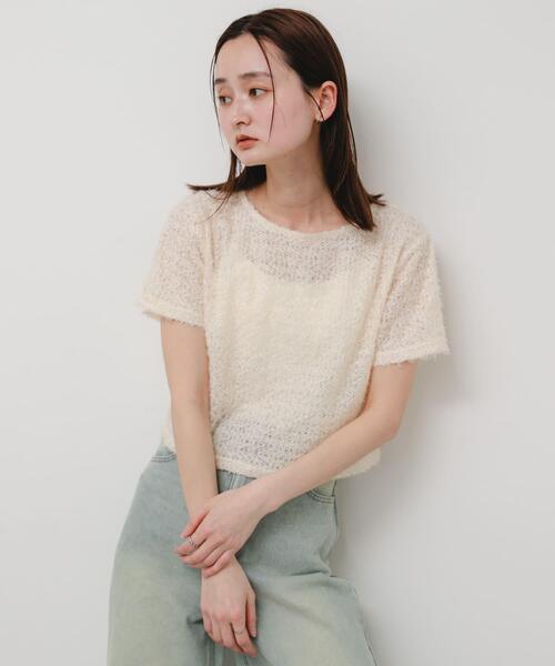 SENSE OF PLACE by URBAN RESEARCH（センスオブプレイスバイアーバンリサーチ）の「レースフェザーカットトップ（Tシャツ/カットソー・レディース・アイボリー/オレンジ/ブラック・ONE）」の9枚目の写真